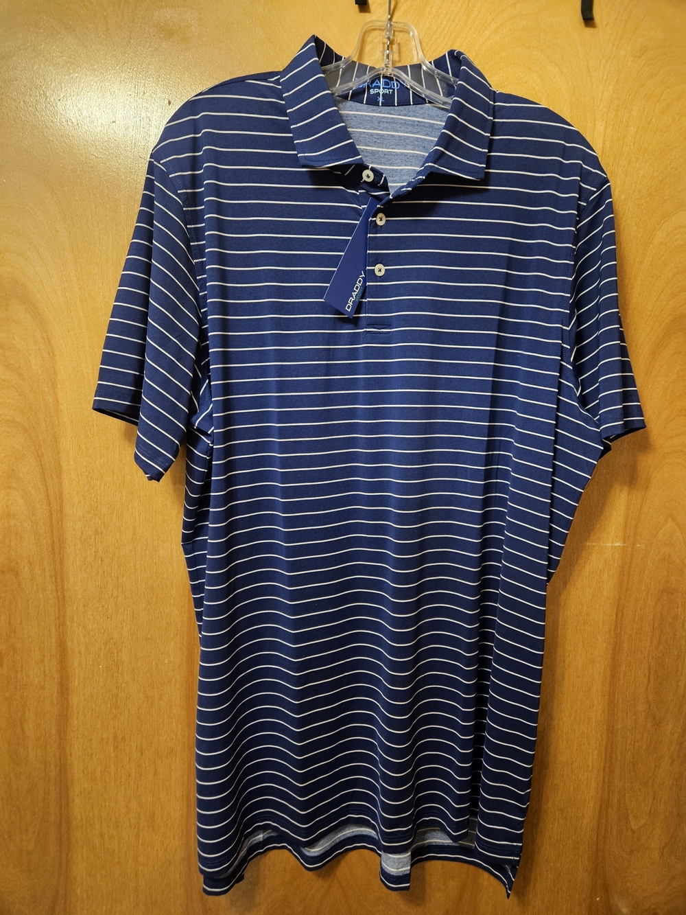 Claiborne Navy Striped Short-Sleeve Polo